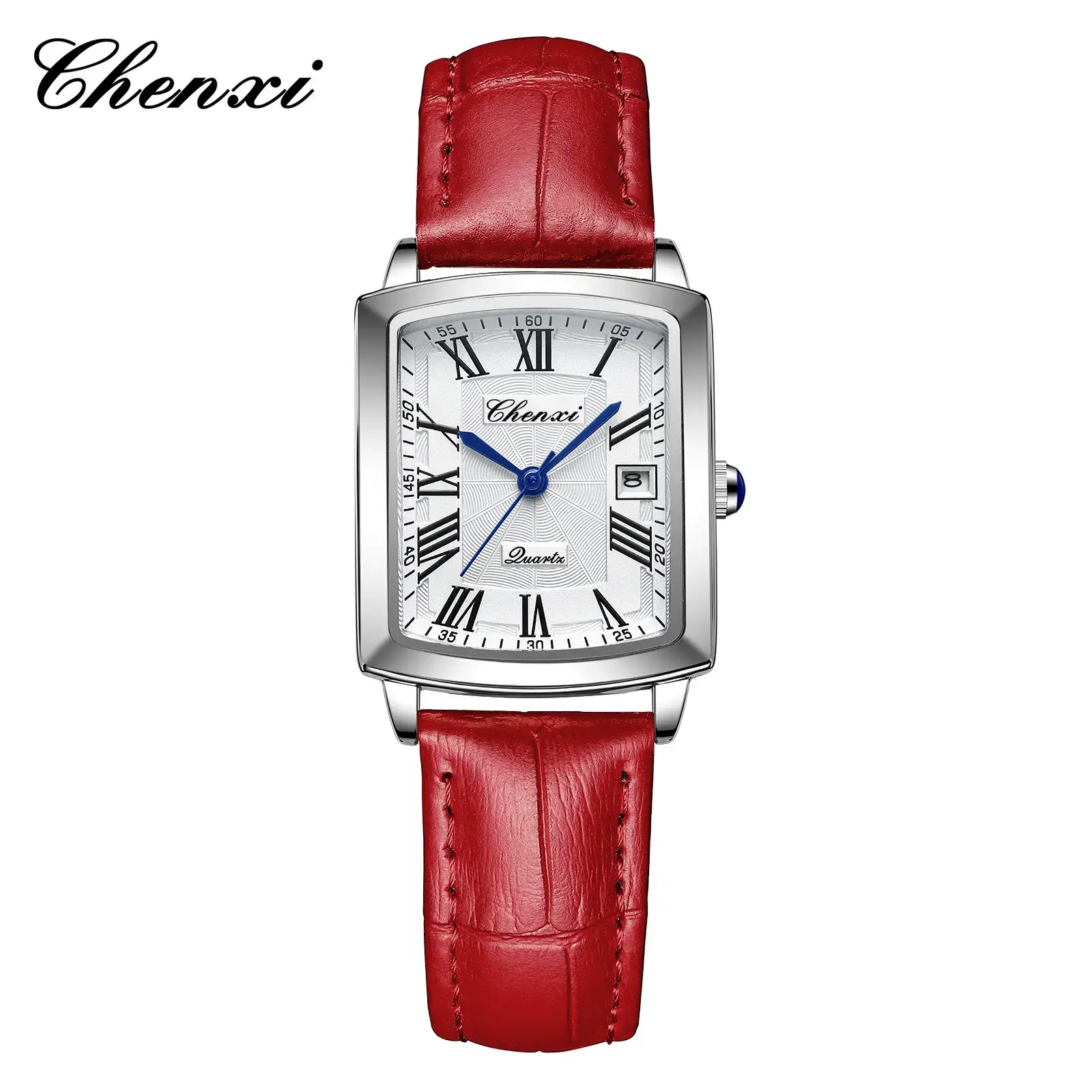 Chenxi Couple Square Watch Set Black Leather Belt - Image 5