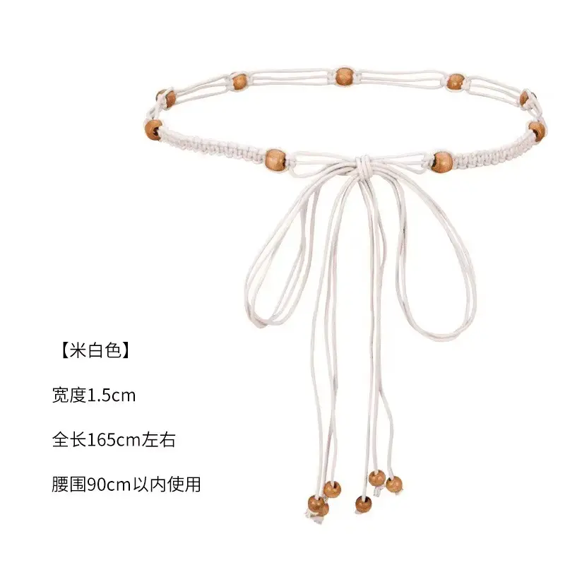 Women Ethnic Pure Hand-Woven Thin Belt with Tassels - Image 8