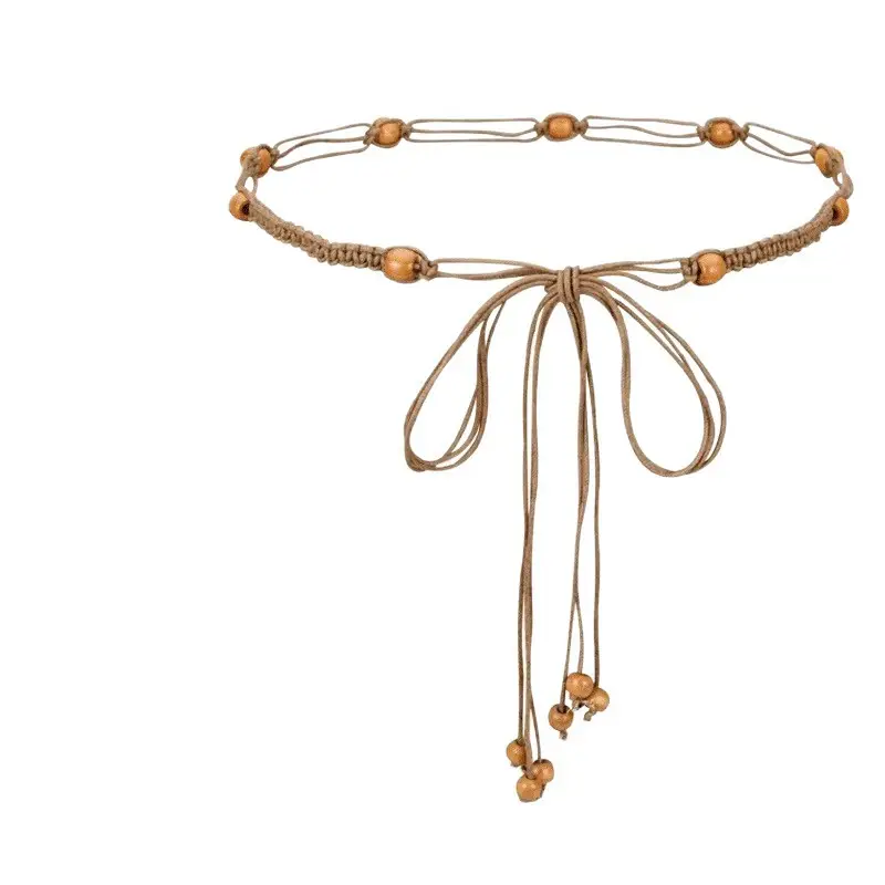 Women Ethnic Pure Hand-Woven Thin Belt with Tassels - Image 9