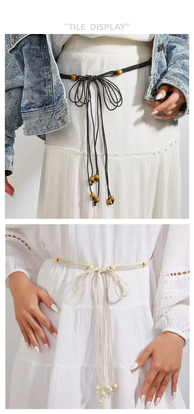 Women Ethnic Pure Hand-Woven Thin Belt with Tassels — feature 6