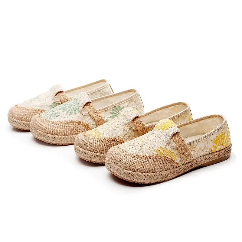 26 Spring/Summer Old Beijing Cloth Shoes for Women, Comfortable Soft Sole, Versatile Mesh Slip-On Lazy Casual Country Style Shoes