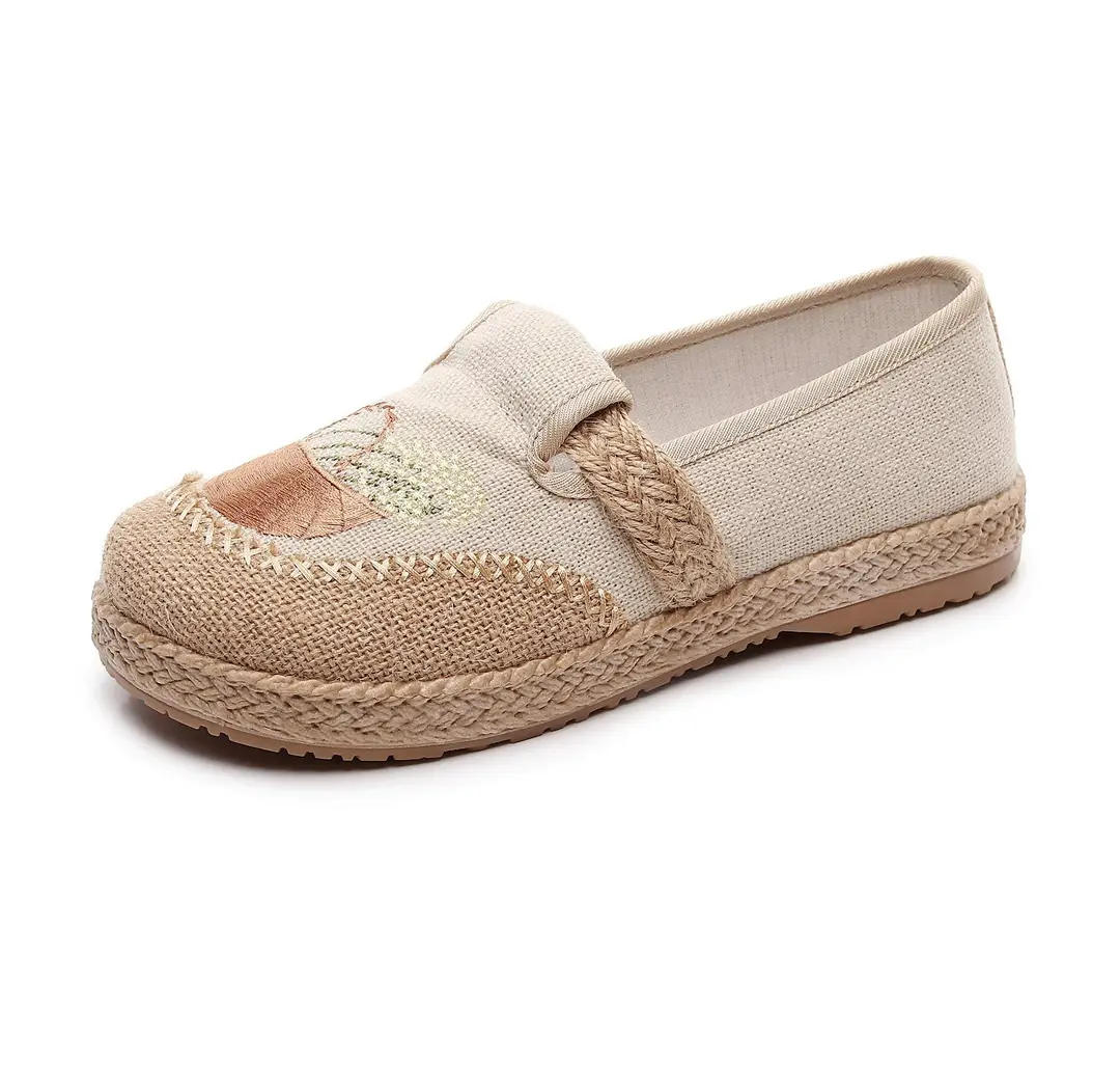 26 Spring/Summer Old Beijing Cloth Shoes for Women, Comfortable Soft Sole, Versatile Mesh Slip-On Lazy Casual Country Style Shoes