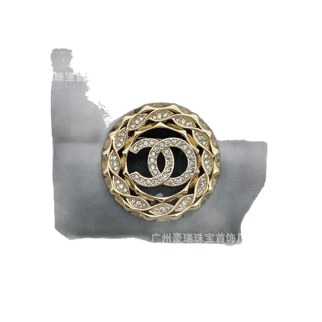 Double C Small Chanel Style Full Diamond Pearl Brooch Women's Clothing Accessories - Image 12
