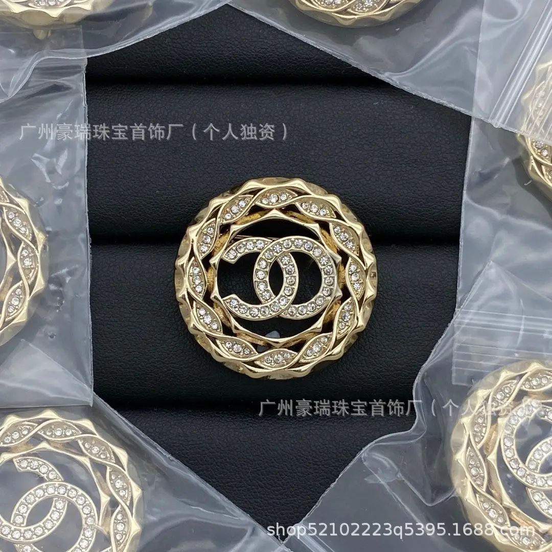 Double C Small Chanel Style Full Diamond Pearl Brooch Women's Clothing Accessories - Image 4