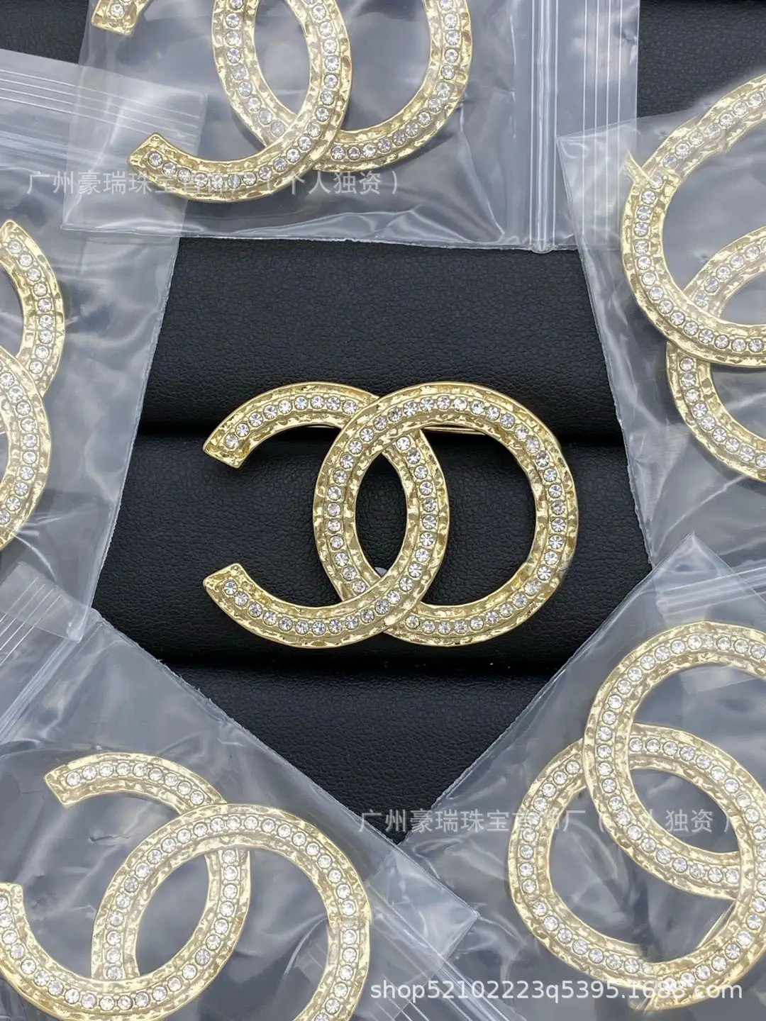 Double C Small Chanel Style Full Diamond Pearl Brooch Women's Clothing Accessories - Image 5