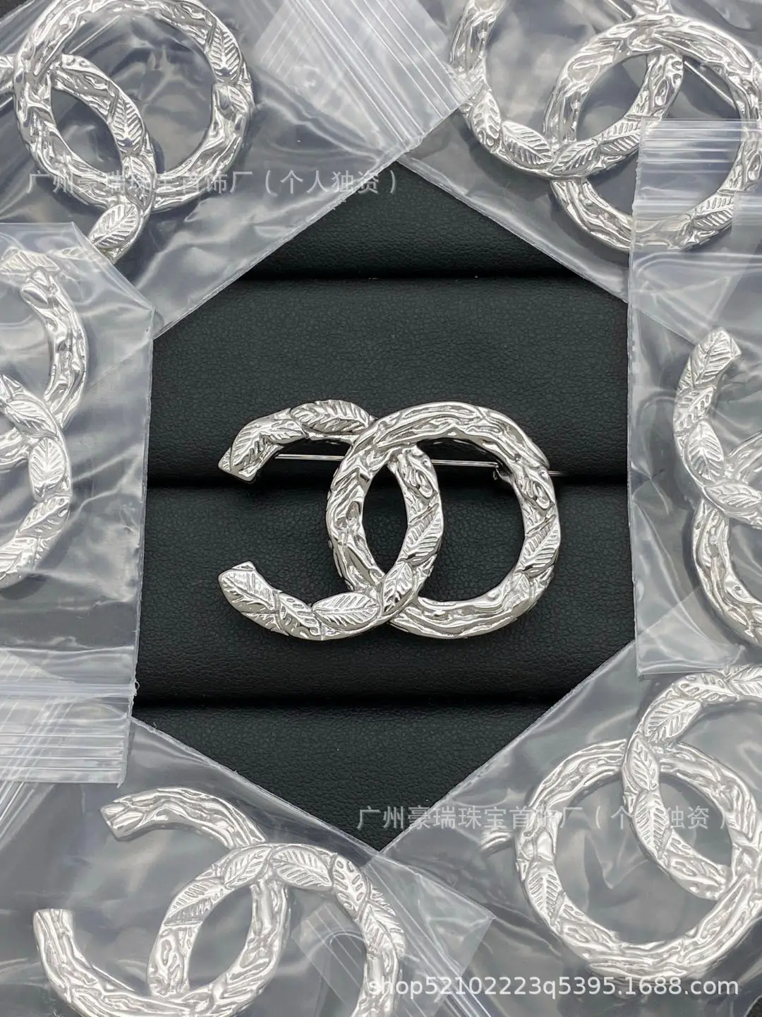 Double C Small Chanel Style Full Diamond Pearl Brooch Women's Clothing Accessories - Image 9