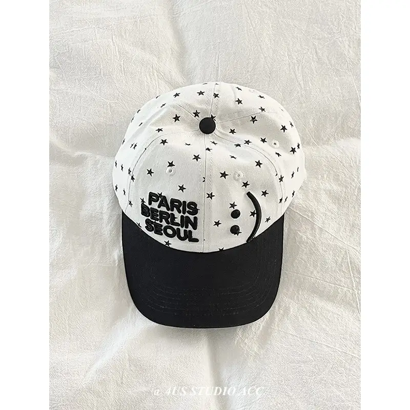 Paris Berlin Seoul Duckbill Cap Women Black Star Polka Dot - Image 5