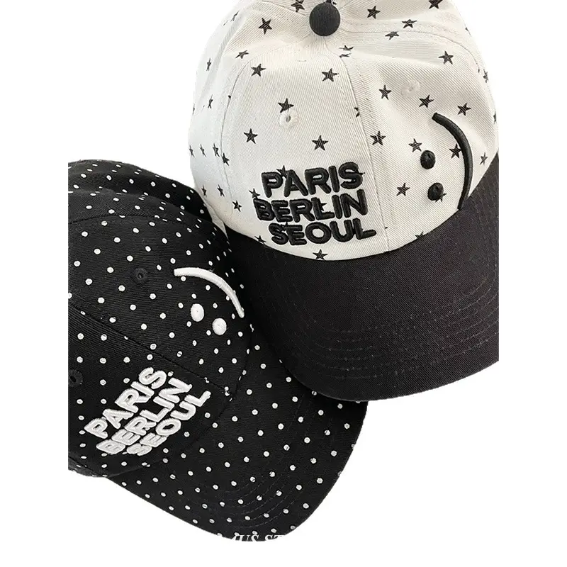 Paris Berlin Seoul Duckbill Cap Women Black Star Polka Dot - Image 7