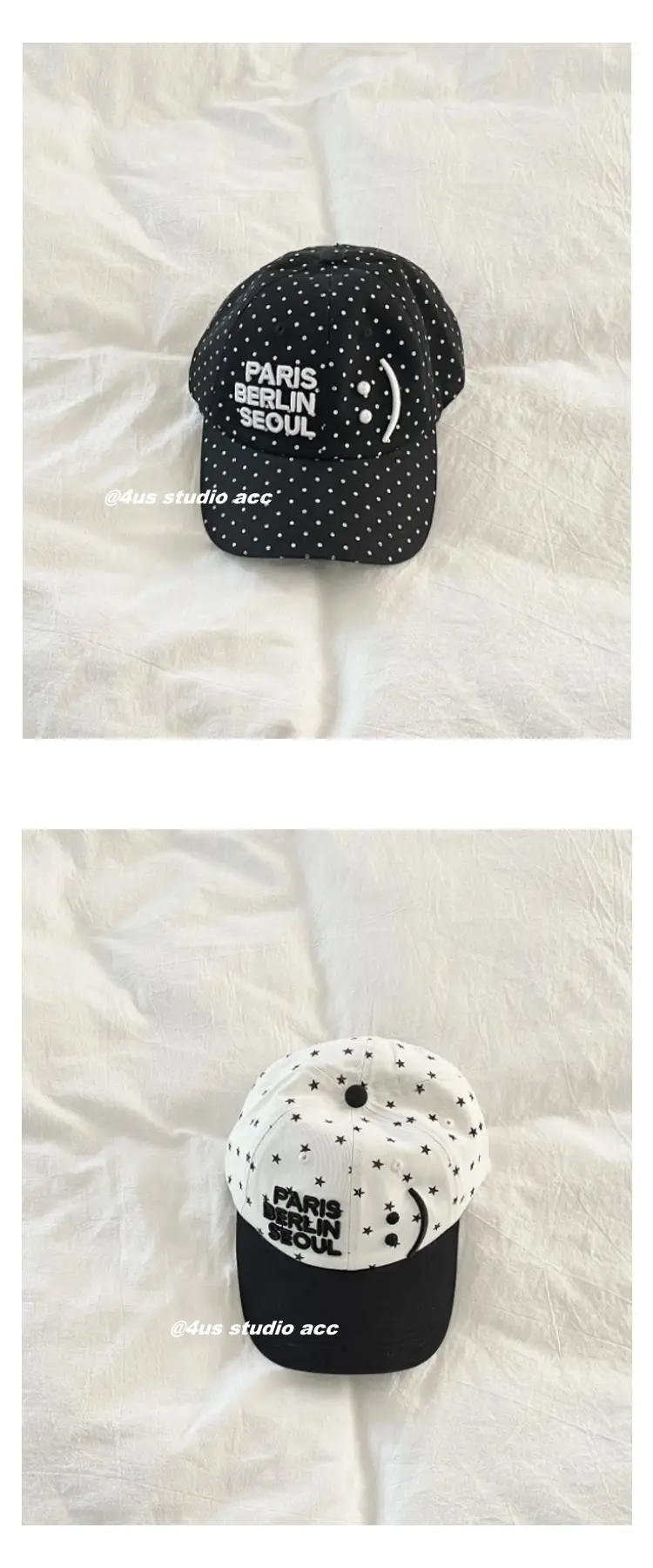 Paris Berlin Seoul Duckbill Cap Women Black Star Polka Dot — feature 9
