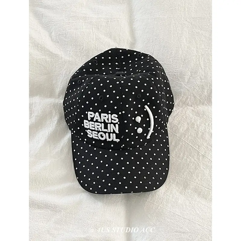 Paris Berlin Seoul Duckbill Cap Women Black Star Polka Dot - Image 2