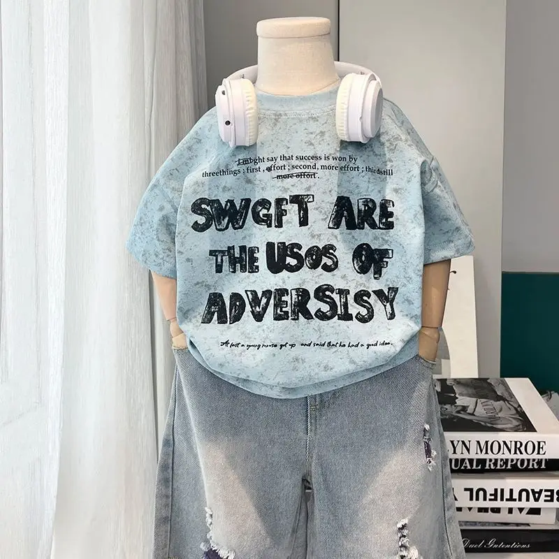 Blue Printed Cotton Boys Top Summer Wear — feature 3