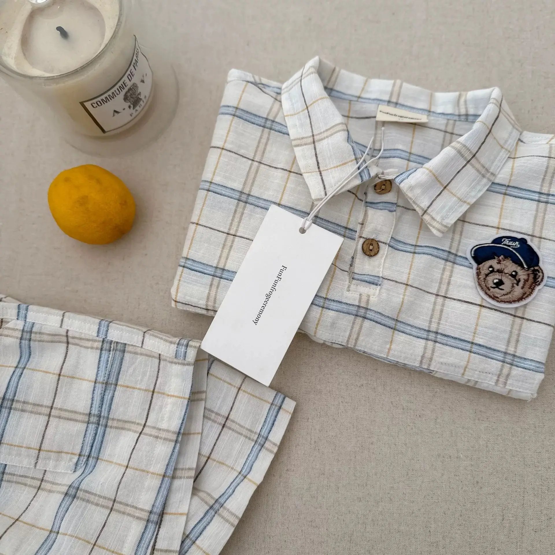 2025 Summer Boys Plaid Shirt & Shorts Set - Image 4