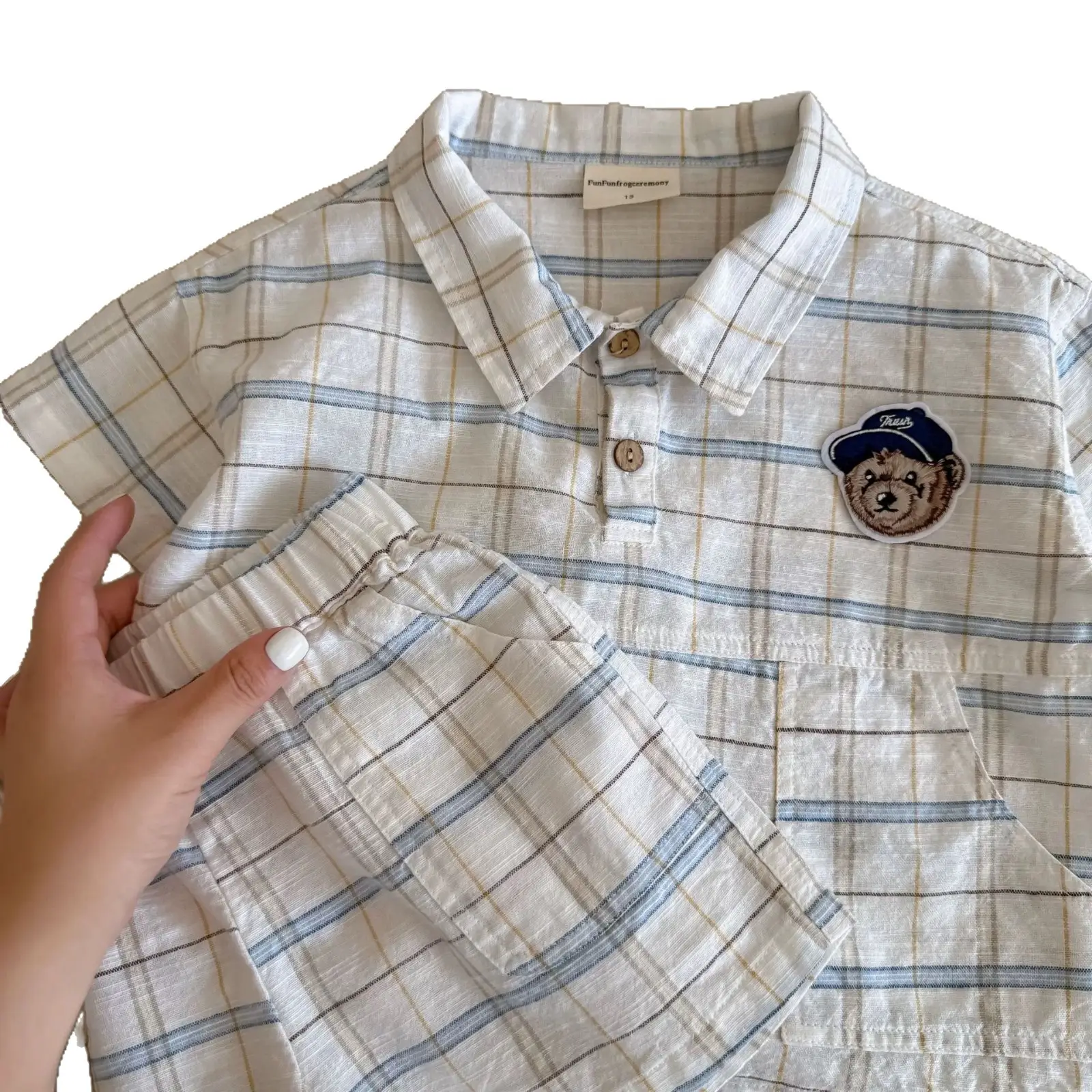 2025 Summer Boys Plaid Shirt & Shorts Set - Image 6