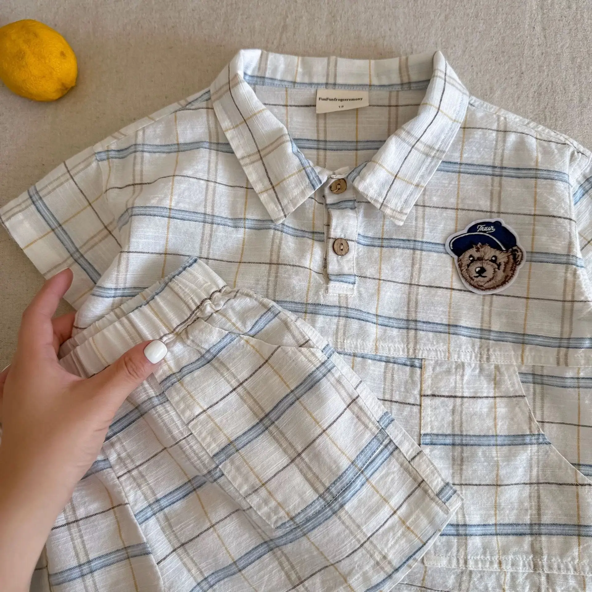 2025 Summer Boys Plaid Shirt & Shorts Set — feature 5
