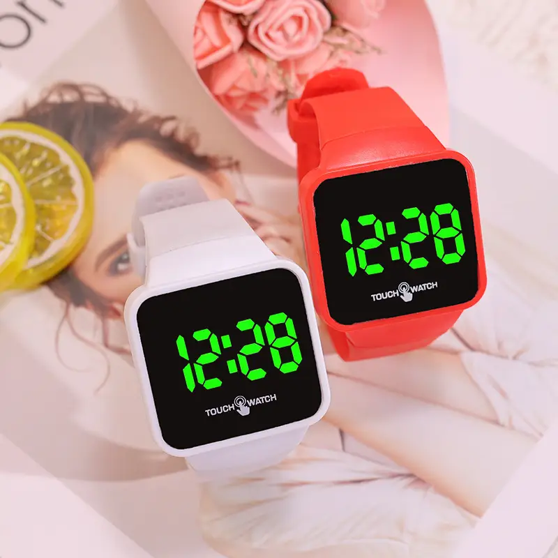 2025 Touch Screen Digital Watch Red White Couple Set - Image 8