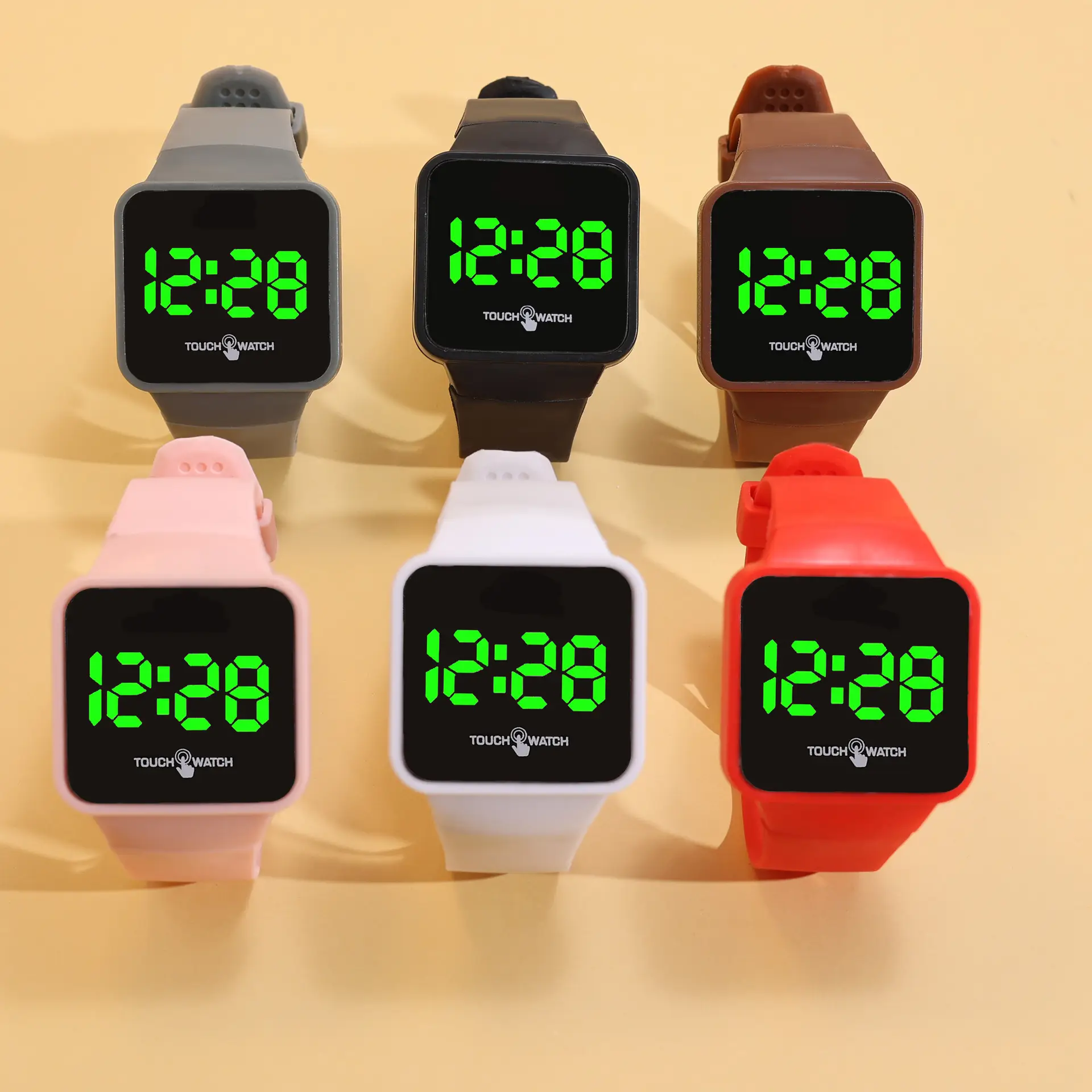 2025 Touch Screen Digital Watch Red White Couple Set — feature 1