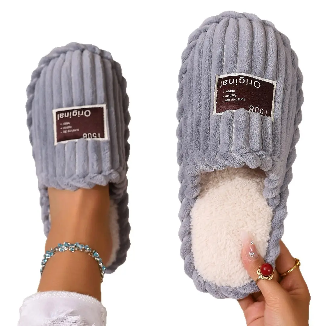 Cross-Border Popular Style Women's Autumn and Winter Indoor and Outdoor Thick-Soled Warm Plush Cotton Slippers, Custom Wholesale Floor Slippers for Women