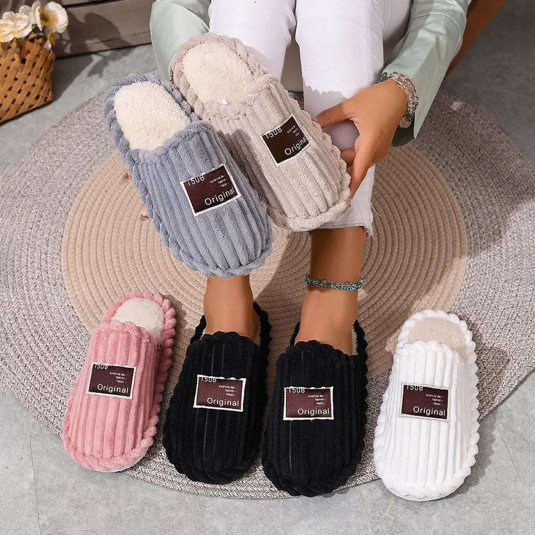 Cross-Border Popular Style Women's Autumn and Winter Indoor and Outdoor Thick-Soled Warm Plush Cotton Slippers, Custom Wholesale Floor Slippers for Women — feature 8