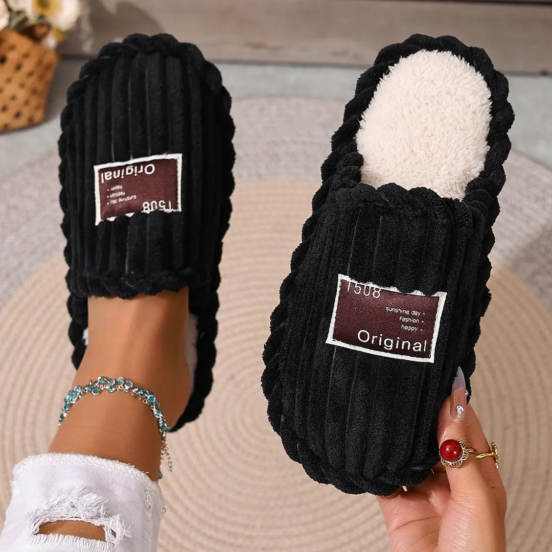 Cross-Border Popular Style Women's Autumn and Winter Indoor and Outdoor Thick-Soled Warm Plush Cotton Slippers, Custom Wholesale Floor Slippers for Women — feature 9