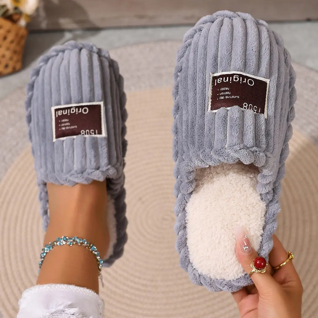 Cross-Border Popular Style Women's Autumn and Winter Indoor and Outdoor Thick-Soled Warm Plush Cotton Slippers, Custom Wholesale Floor Slippers for Women