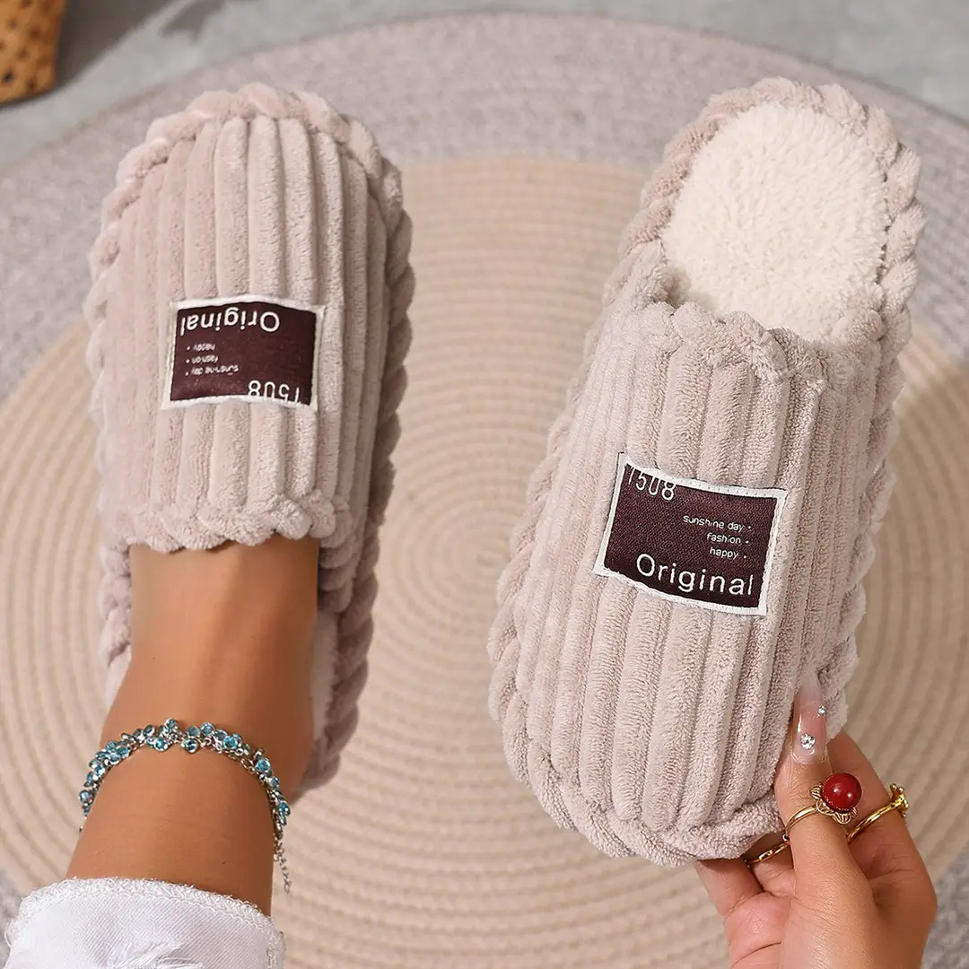 Cross-Border Popular Style Women's Autumn and Winter Indoor and Outdoor Thick-Soled Warm Plush Cotton Slippers, Custom Wholesale Floor Slippers for Women