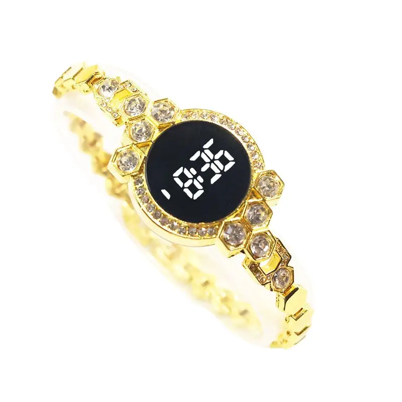 Ladies Cross-Border Touch LED Digital Watch with Diamond Chain - Image 7