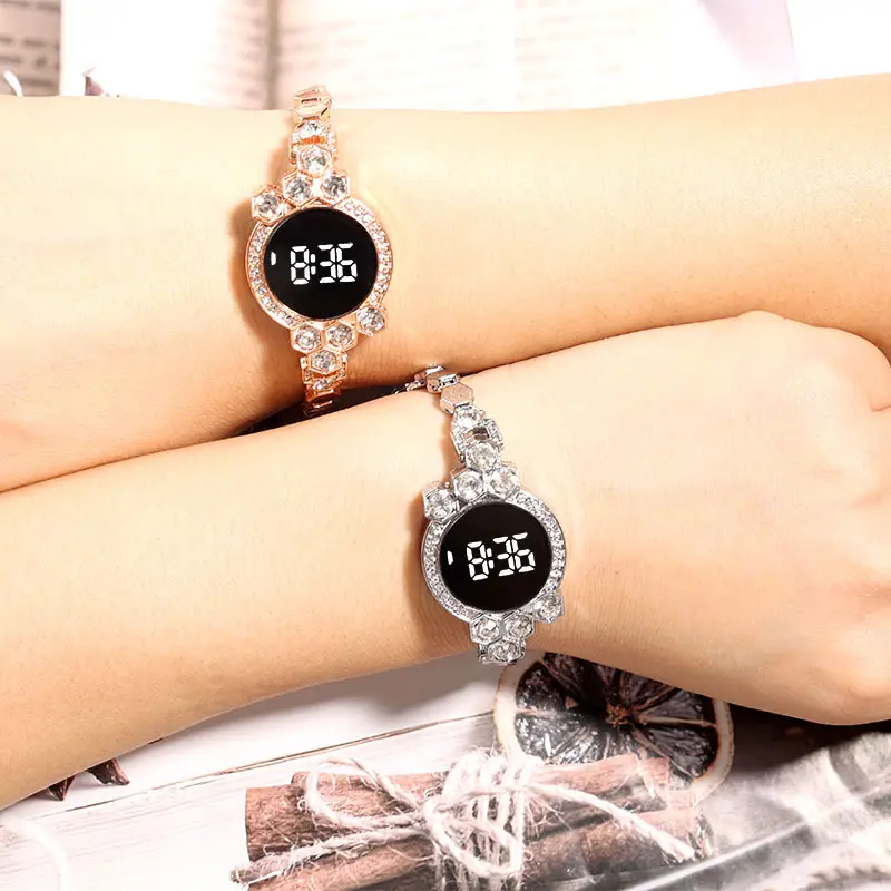Ladies Cross-Border Touch LED Digital Watch with Diamond Chain — feature 3