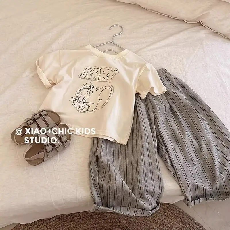 Tom and Jerry Embroidered Cotton Boys T-Shirt Black - Image 5