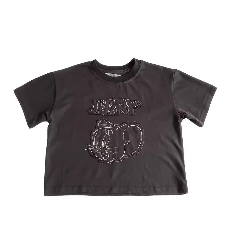 Tom and Jerry Embroidered Cotton Boys T-Shirt Black - Image 7