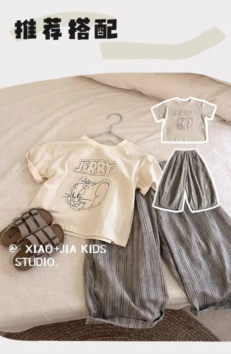 Tom and Jerry Embroidered Cotton Boys T-Shirt Black — feature 2