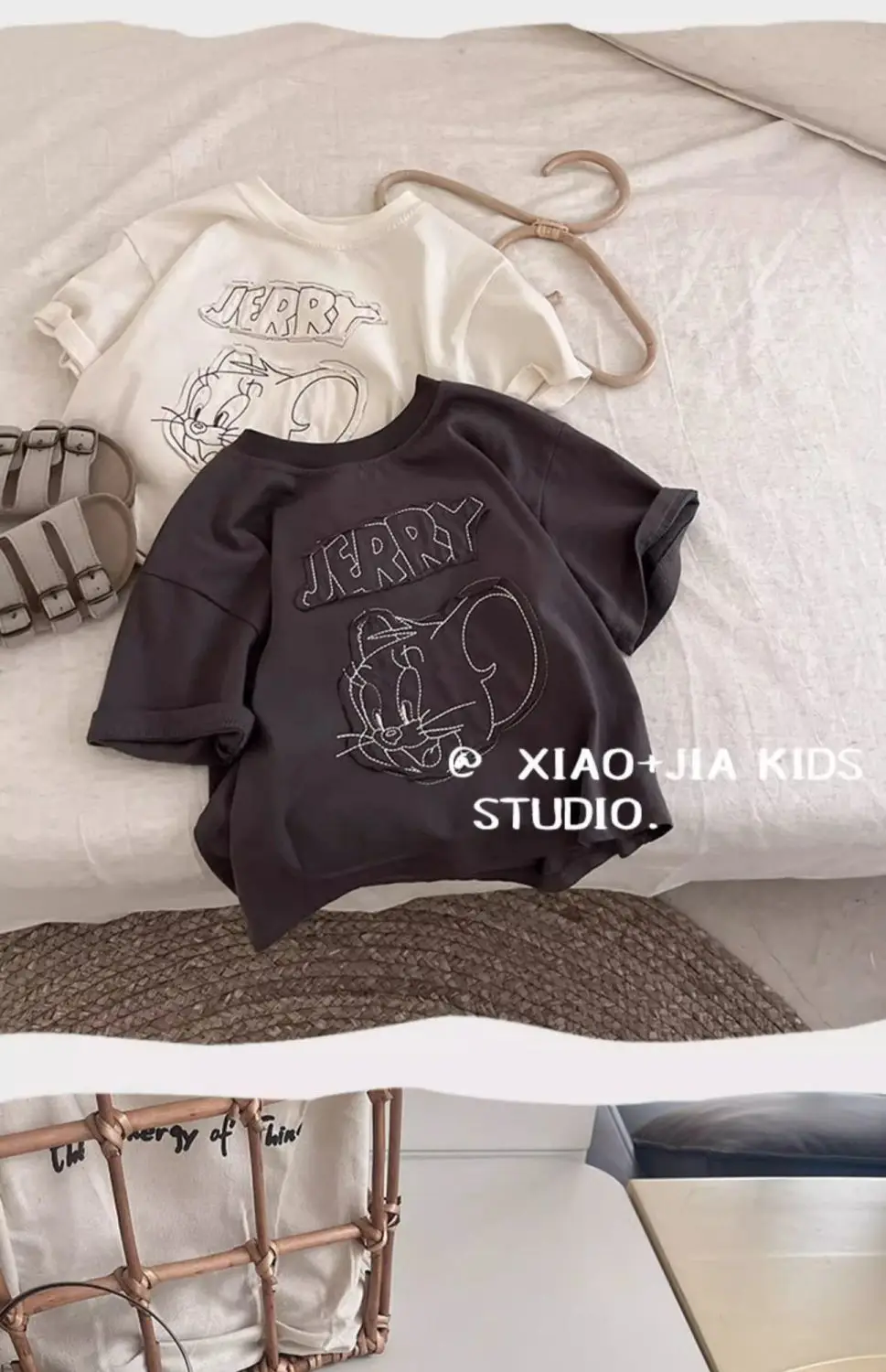 Tom and Jerry Embroidered Cotton Boys T-Shirt Black — feature 5