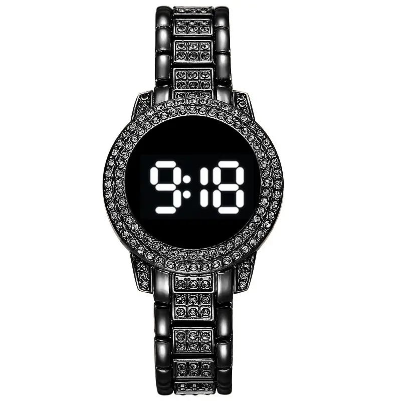 Cross-Border Korean Style Diamond-Encrusted Digital Watch for Men Women - Image 2