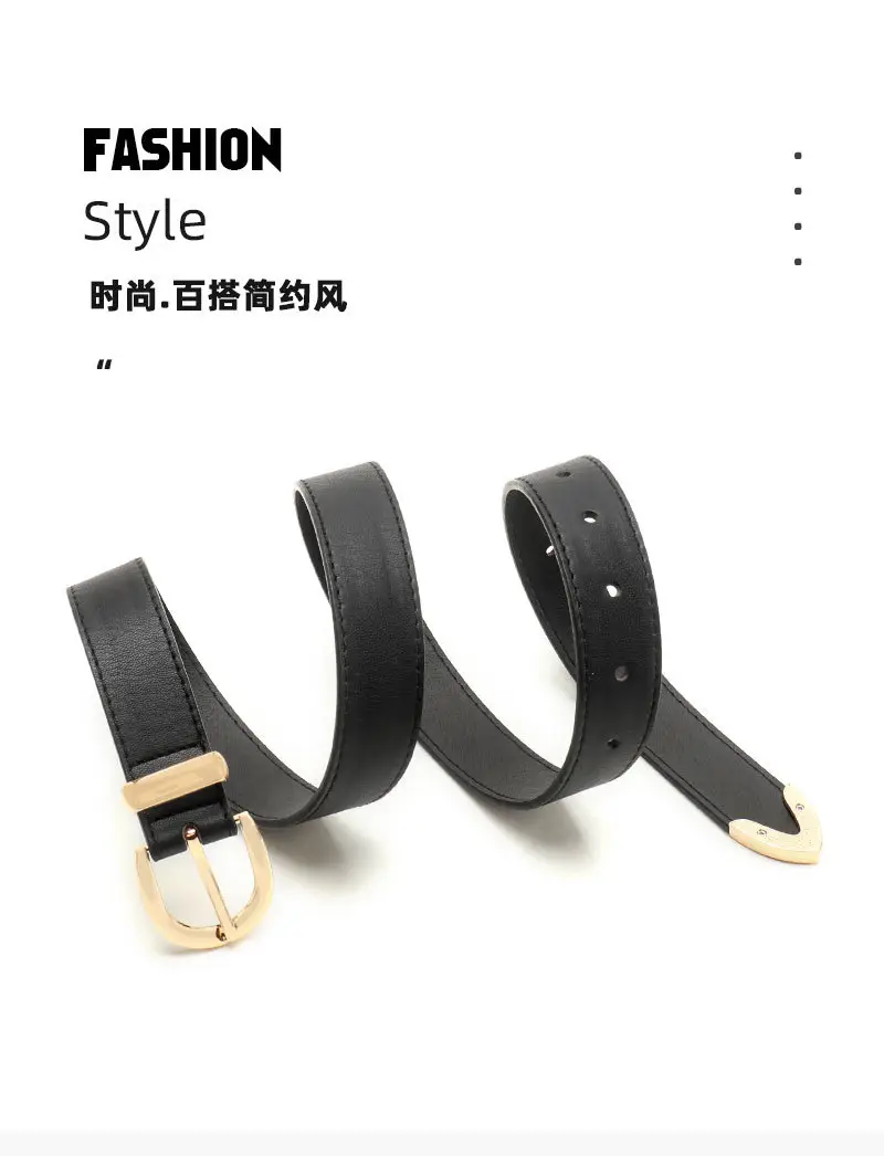 Navy High-End Women's Belt Set with Alloy Hardware — feature 21