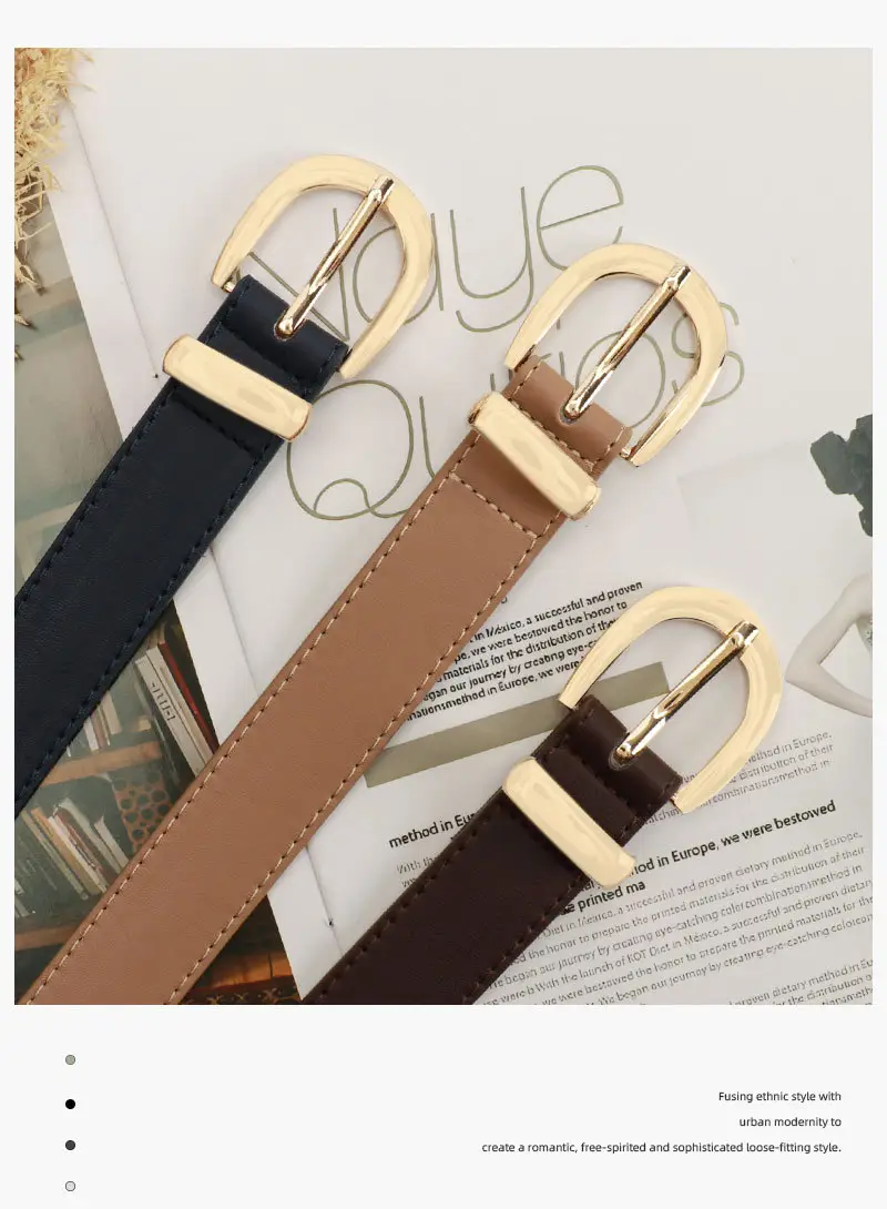 Navy High-End Women's Belt Set with Alloy Hardware — feature 22