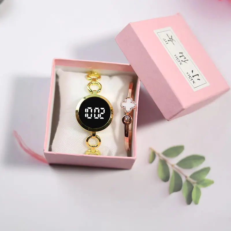 Digital Touch Screen Watch for Women Black Gold Silver - Image 3