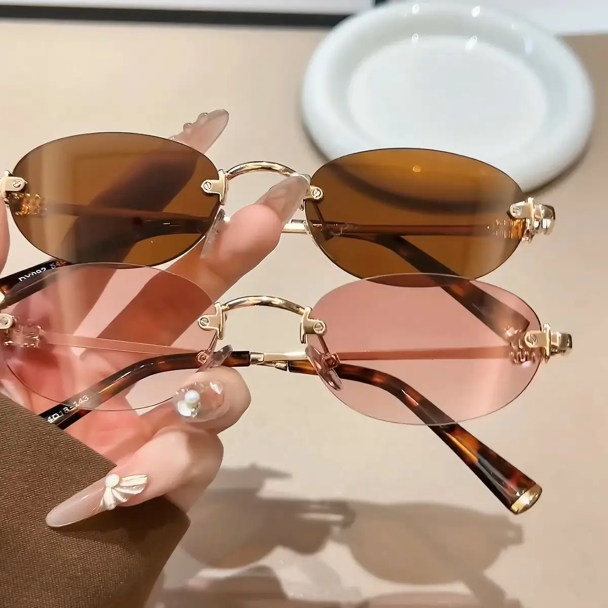 Korean Style New Fashion Rimless Old Money Style Sunglasses for Women Travel Photo Sunshade Trendy Plain Versatile Sunglasses - Image 9