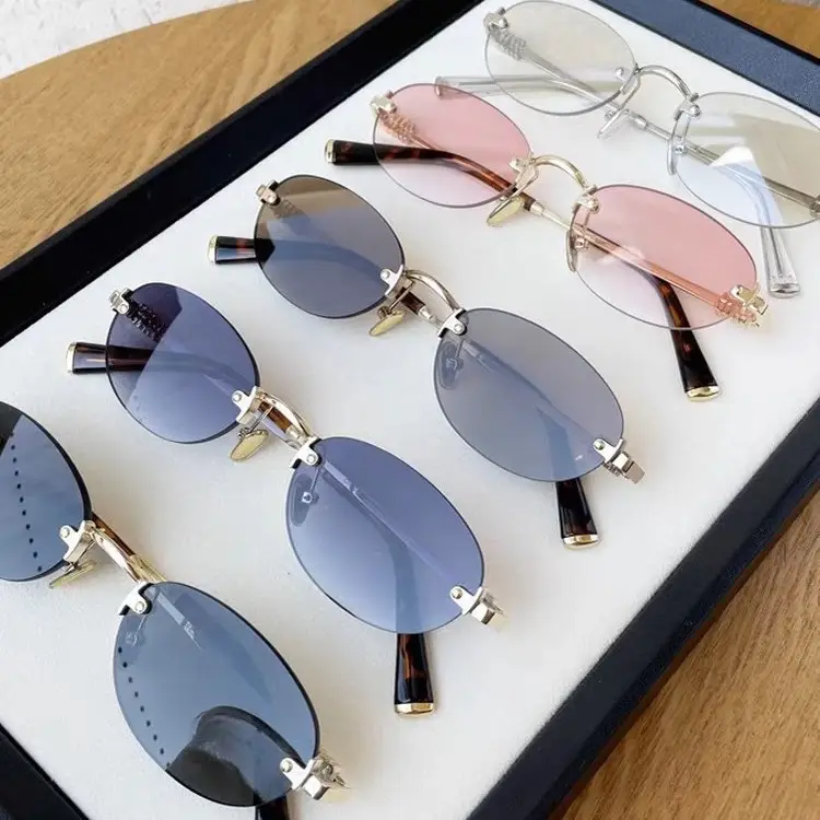 Korean Style New Fashion Rimless Old Money Style Sunglasses for Women Travel Photo Sunshade Trendy Plain Versatile Sunglasses - Image 10