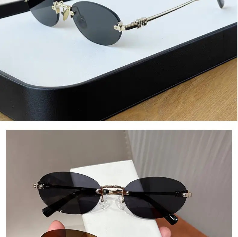 Korean Style New Fashion Rimless Old Money Style Sunglasses for Women Travel Photo Sunshade Trendy Plain Versatile Sunglasses — feature 6