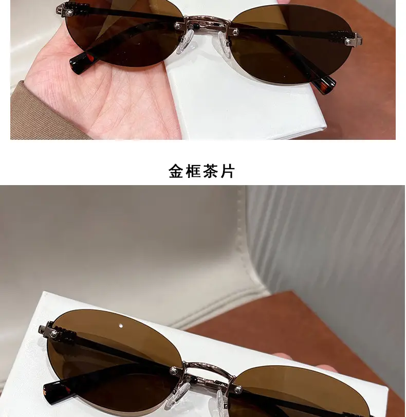 Korean Style New Fashion Rimless Old Money Style Sunglasses for Women Travel Photo Sunshade Trendy Plain Versatile Sunglasses — feature 7