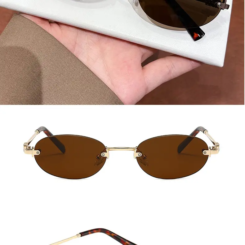 Korean Style New Fashion Rimless Old Money Style Sunglasses for Women Travel Photo Sunshade Trendy Plain Versatile Sunglasses — feature 8