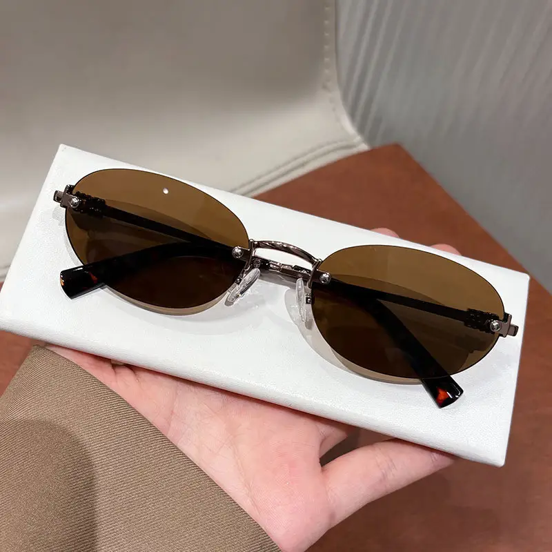 Korean Style New Fashion Rimless Old Money Style Sunglasses for Women Travel Photo Sunshade Trendy Plain Versatile Sunglasses - Image 3