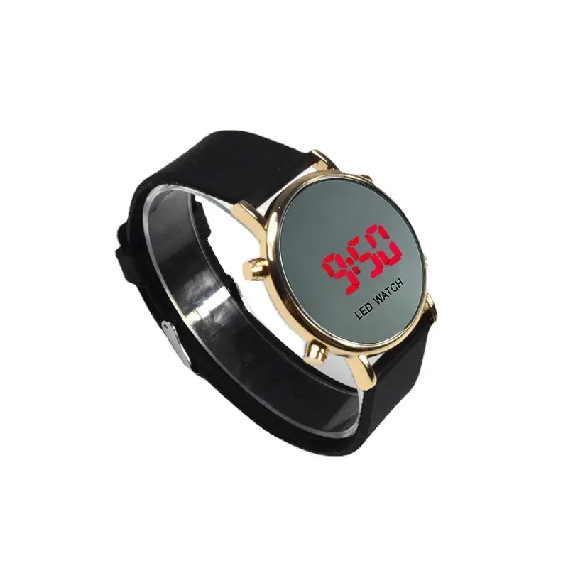 Spot Mirror Watch with LED Display & Black Silicone Band - Image 10