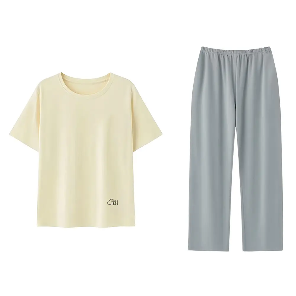 Modal Pajamas Set for Women Summer Loose Short-Sleeved T-Shirt Outer Wear Casual Pants Large Size Home Wear Two-Piece Set