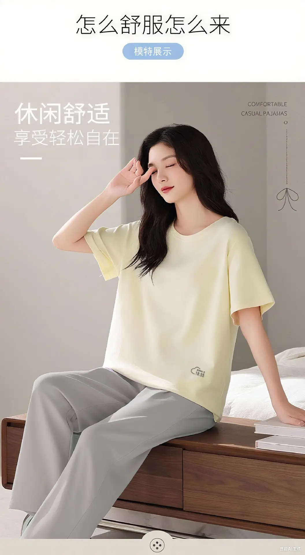 Modal Pajamas Set for Women Summer Loose Short-Sleeved T-Shirt Outer Wear Casual Pants Large Size Home Wear Two-Piece Set — feature 23