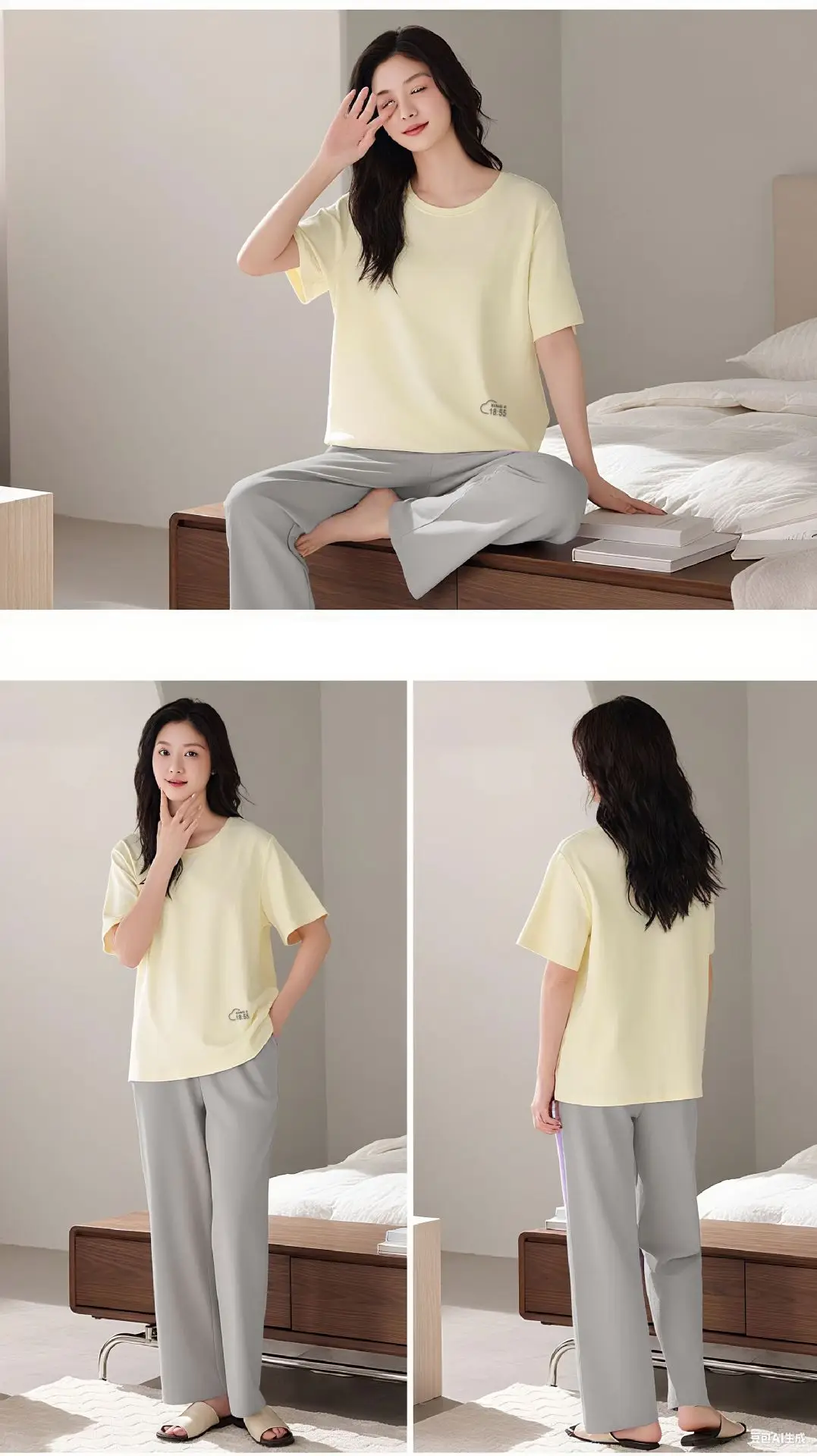 Modal Pajamas Set for Women Summer Loose Short-Sleeved T-Shirt Outer Wear Casual Pants Large Size Home Wear Two-Piece Set — feature 29