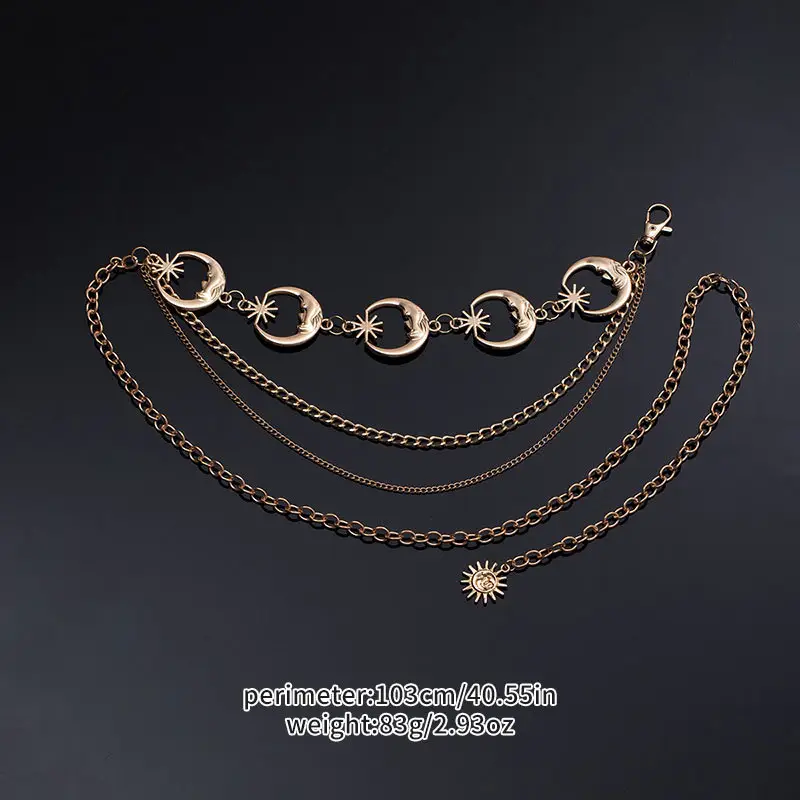 Women's Multi-Layer Moon Sunflower Waist Chain Adjustable Belt - Image 4