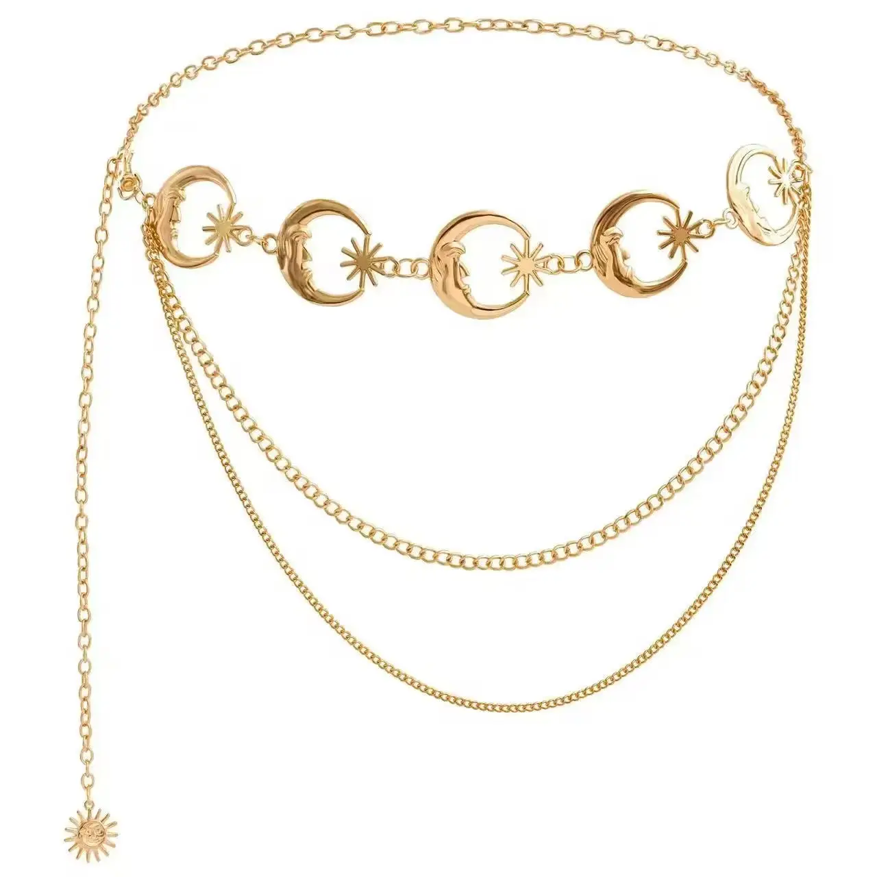 Women's Multi-Layer Moon Sunflower Waist Chain Adjustable Belt - Image 5