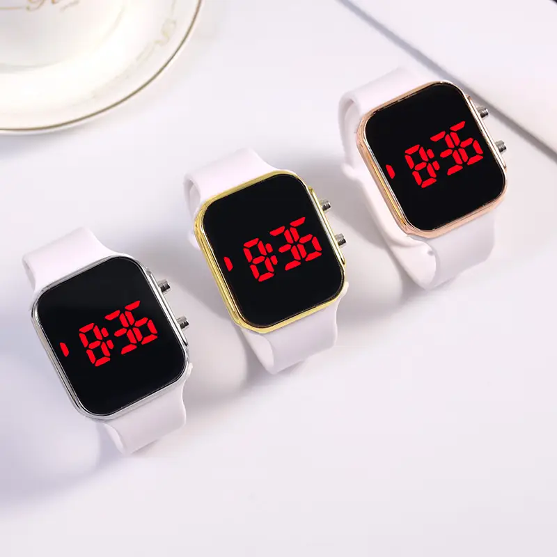 Red LED Display Men's Women's Watch Black Silicone Strap — feature 5