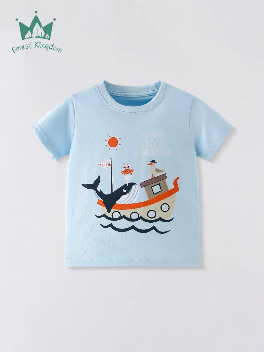 2025 Cartoon Ocean T-Shirt Boys Pure Cotton Short Sleeve - Image 2