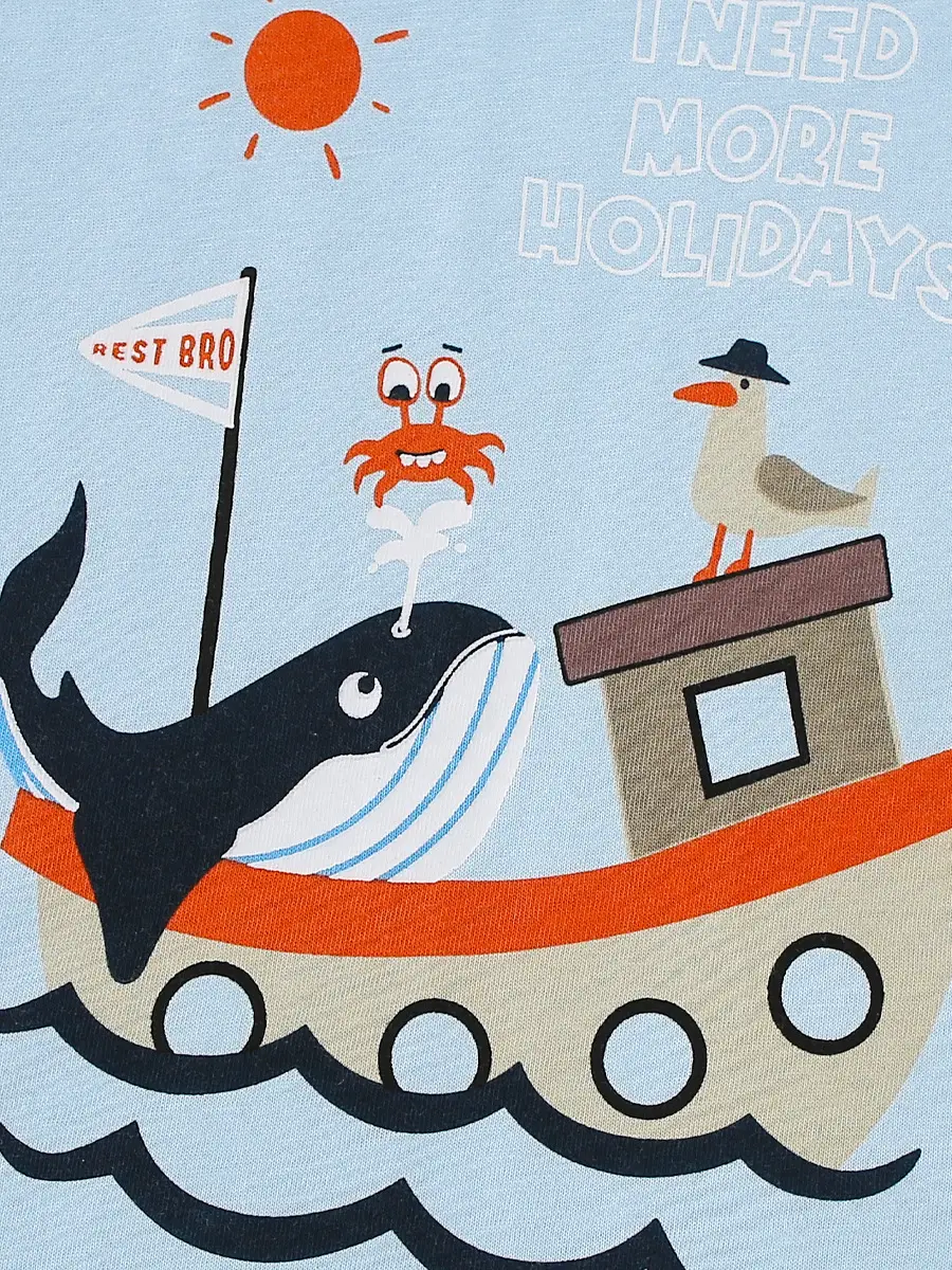 2025 Cartoon Ocean T-Shirt Boys Pure Cotton Short Sleeve - Image 5